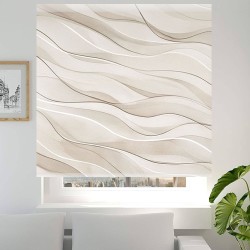 Estor enrollable beige ondas – Decoración moderna 2026 | Estores Iroa