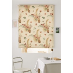 Estor Boho Premium Textura Lino – Floral Terracota a Medida