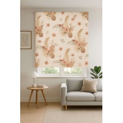 Estor Boho Premium Textura Lino – Floral Terracota a Medida